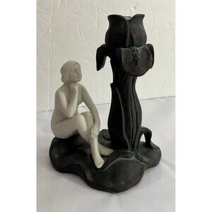 Quon-Quon MCML XXX1 Art Deco Art Nouveau Style Nude Woman Candleholder 1981